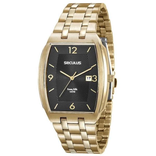 Relógio Seculus Masculino Ref: 20587gpsvda2 Retangular Dourado