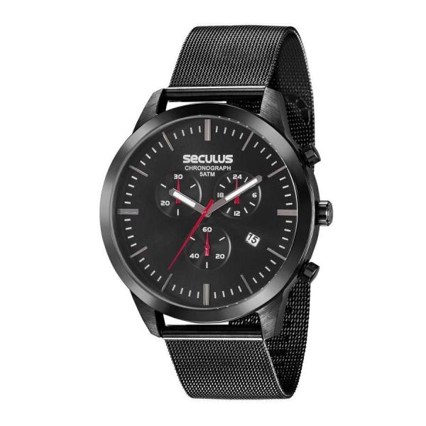 Relógio Seculus Masculino Ref: 20605gpsvpa1 Cronógrafo Black