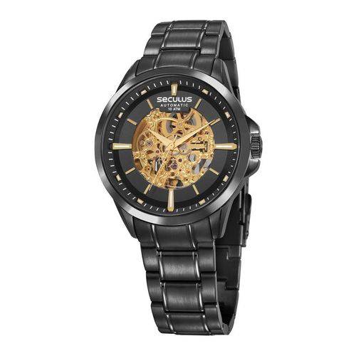 Relógio Seculus Masculino Ref: 20754gpsvpa1 Automático Esqueleto Black