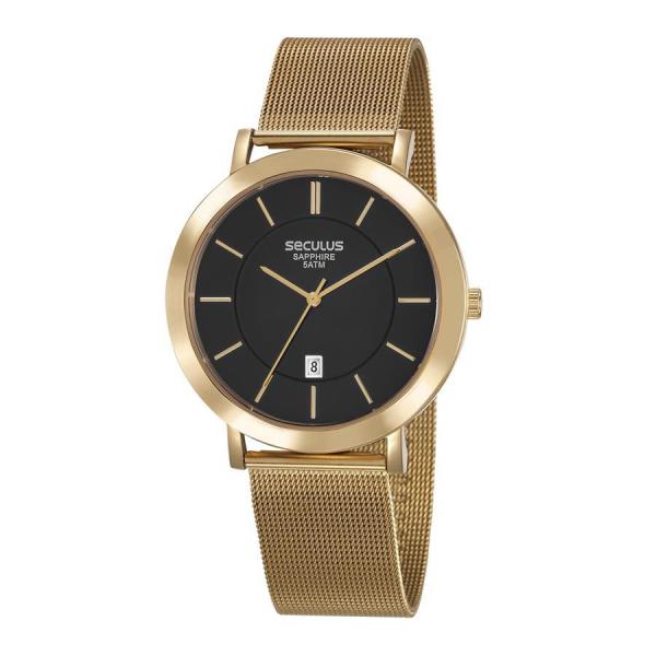 Relógio Seculus Masculino Ref: 23659gpsvda1 Mesh Dourado