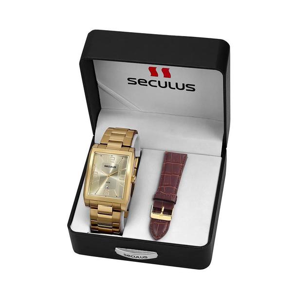 Relógio Seculus Masculino Ref: 23628gpsvda2 Dourado Troca Pulseira