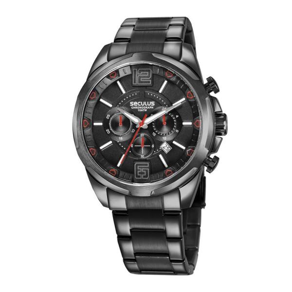 Relógio Seculus Masculino Ref: 28957gpsvpa1 Cronógrafo Black