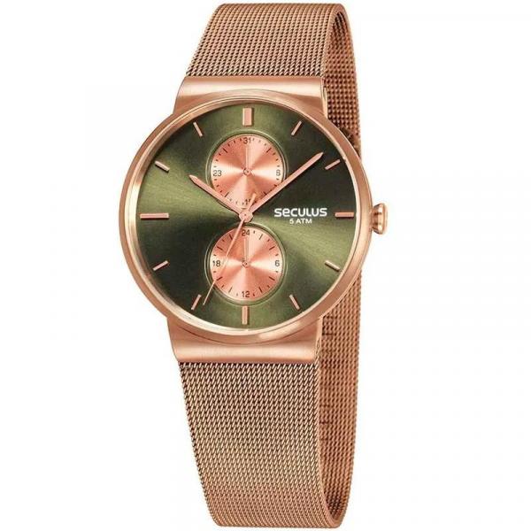 Relógio Seculus Masculino Rose e Verde - 13035GPSVRA3