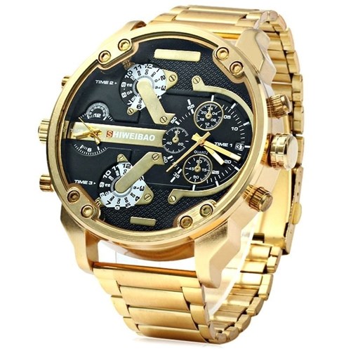Relógio Shiweibao Luxo (Dourado com Preto)