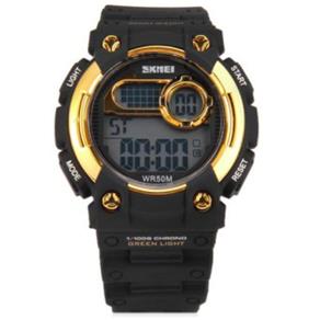 Relógio Skmei 1054 Led Esporte Digital 5atm Alarme Data Hora - Dourado