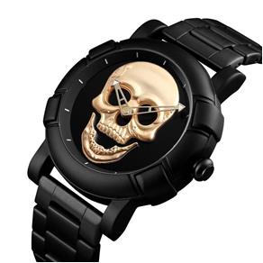 Relógio Skmei 9178 Caveira Crânio 3D Skull Analógico Luxo Nf