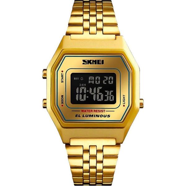 Relógio Skmei Feminino Dourado 11801 Digital 3 Atm Cristal Mineral Tamanho Pequeno