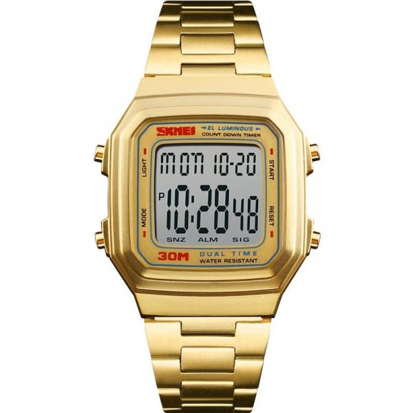 Relógio Skmei Feminino Dourado 5158 Digital 3 Atm Acrílico Tamanho Médio