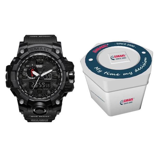 Relógio Smael Militar Modelo 1545-Estilo G-Shock Digital e Analógico-VERDE COM CX PRESENTE