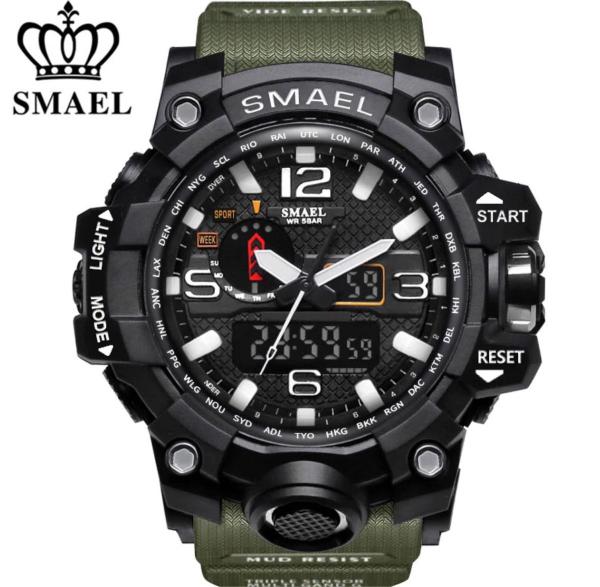 Relógio Smael Militar Modelo 1545-Estilo G-Shock Digital e Analógico-Verde