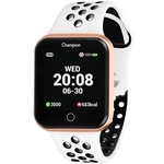 Relógio Smart Champion Bluetooth 4.0 Rosé Pulseira Branca e Preta CH50006W Smartwatch