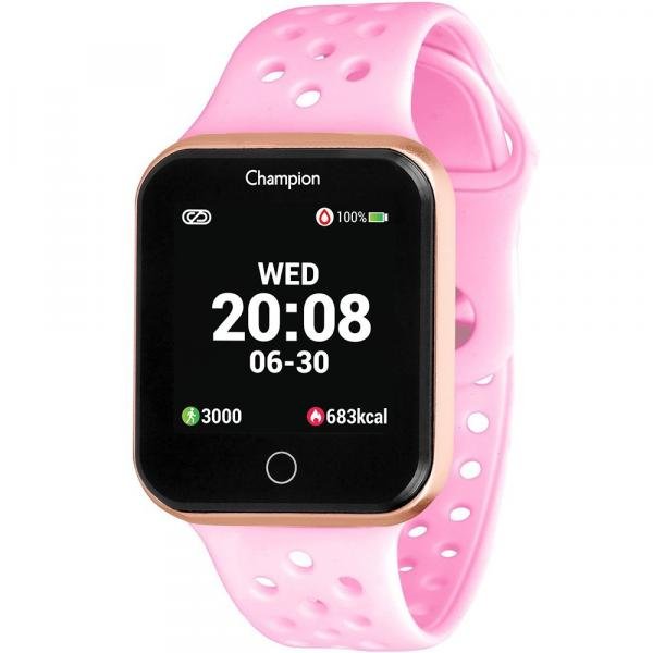 Relogio Smart Watch Champion Unissex Ch50006r Dourado C Rosa