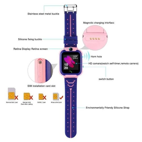 Relógio Smart Watch Kids com Gps Lanterna Chat Direto Câmera ROSA - Morgadosp