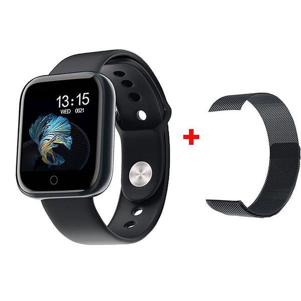 Relógio Smart Watch T80 C/ Duas Pulseiras Batimento Cardíaco PRETO - Haiz