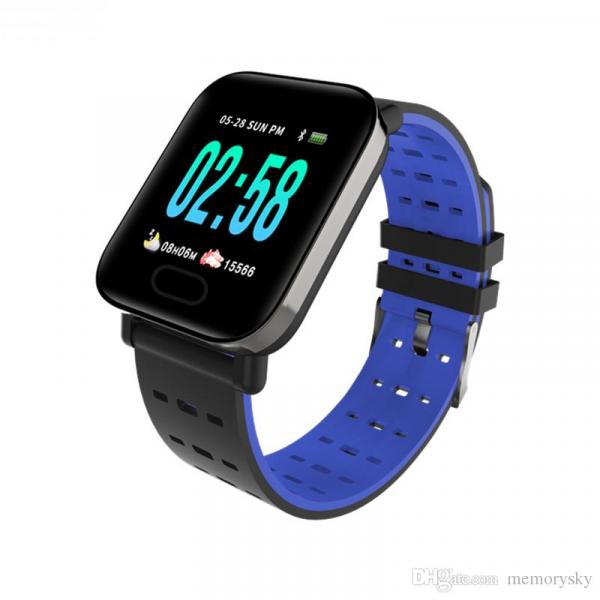 Relógio Smartband A6 Monitor Cardíaco Sono Passos Android IOs Azul - Gold Inports