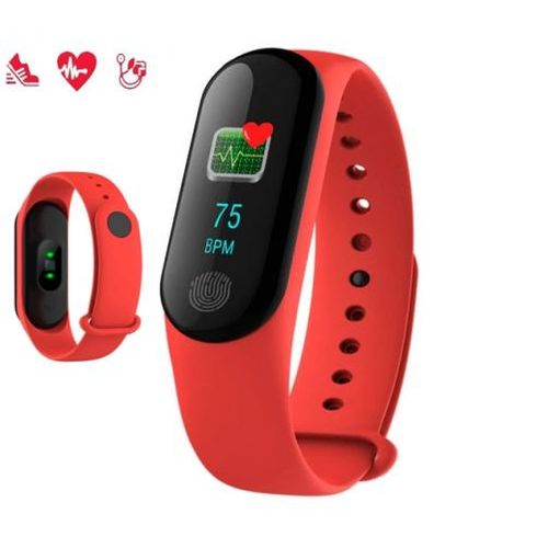 Relógio Smartband Bracelet Pulseira Inteligente M3 Batimentos Cardíacos - Smart Bracelet M3 Vermelho