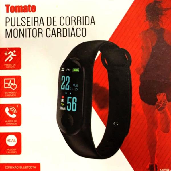Relógio Smartband Pulseira Inteligente Bluetooth Monitor Cardíaco MTR-06 - Tomate