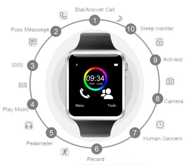 Relógio Smartwatch A1 Android, Whatsapp, Notificações, Camera, Bluetooth Top - Smart Watch