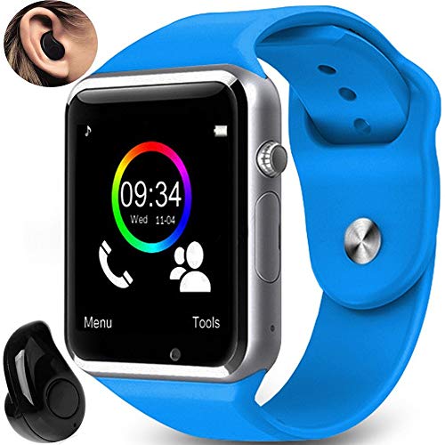 Relógio Smartwatch A1 Inteligente Gear Chip Celular Touch + Mini Fone de Ouvido Bluetooth S530 (AZUL)