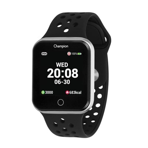 Relógio Smartwatch Champion Bluetooth 4.0 Prata Pulseira Preta Ch50006t