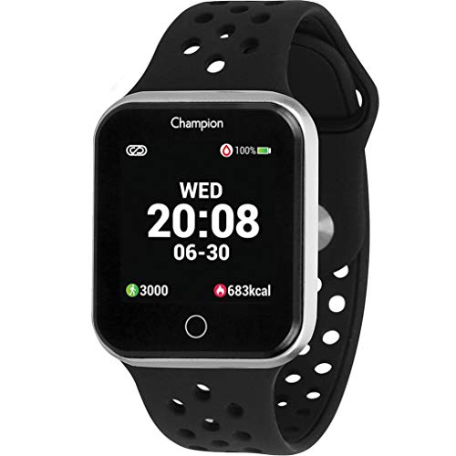 Relógio Smartwatch Champion Bluetooth 4.0 Prata Pulseira Preta CH50006T