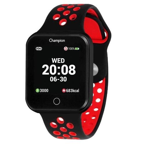 Relógio Smartwatch Champion Bluetooth 4.0 Preto Pulseira Preta e Vermelha CH50006V