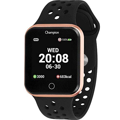 Relógio Smartwatch Champion Bluetooth 4.0 Rosé Pulseira Preta CH50006Z