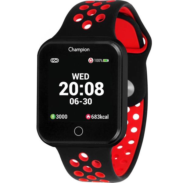 Relógio Smartwatch Champion CH50006V Preto com Vermelho Digital Acrílico Tamanho Médio