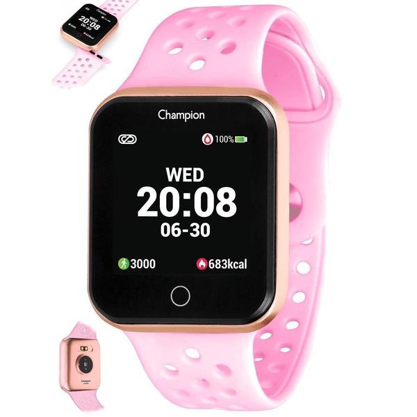 Relógio Smartwatch Champion Ref: Ch50006r Retangular Rosé