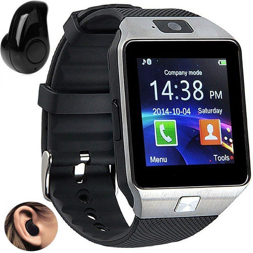 Relógio Smartwatch Dz09 Inteligente Gear Chip Celular Touch + Mini Fone de Ouvido Bluetooth - Cinza