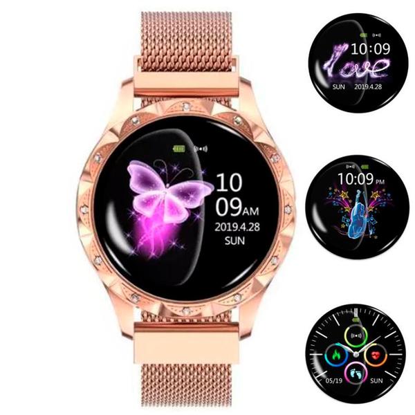 Relógio Smartwatch Feminino Touch Screen Bracelet Sport Dance Dourado