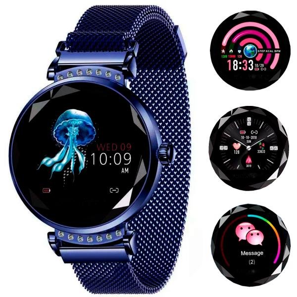 Relógio Smartwatch Feminino Touch Screen Fashionable - Azul