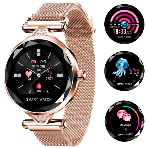 Relógio Smartwatch Feminino Touch Screen Fashionable Style Dourado