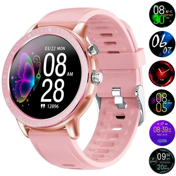 Relógio Smartwatch Feminino Touch Screen Rainbow Rosa - Smart Watch