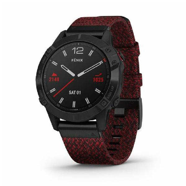 Relógio Smartwatch Garmin Fenix 6 Sapphire Preto/Vermelho