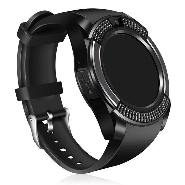 Relogio SmartWatch Inteligente V8 Bluetooth Camera Celular Chip Cartao Musica - Preto - V Smart