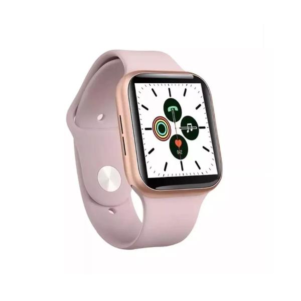 Relógio Smartwatch Iwo11 Série 5 44mm Gps Rosa + Pulseira de Aço