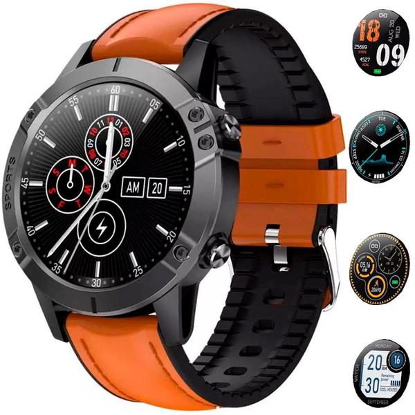 Relógio Smartwatch Masculino Social Touch Screen Smart Bracelet Shock Marrom