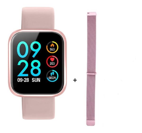 Relógio Smartwatch P70 Rosa Monitor Cardíaco Pressão Arterial Sono Passos Android Ios - P Smart