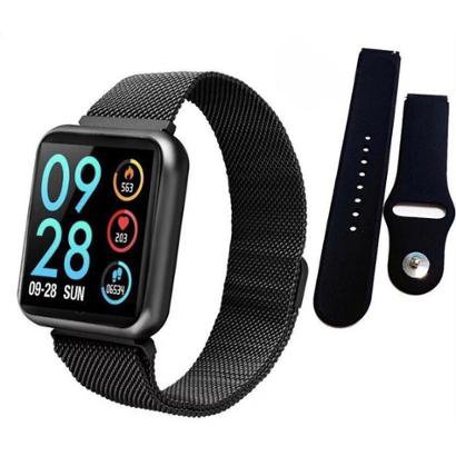 Relógio Smartwatch P80 com 2 Pulseiras (aço/silicone)