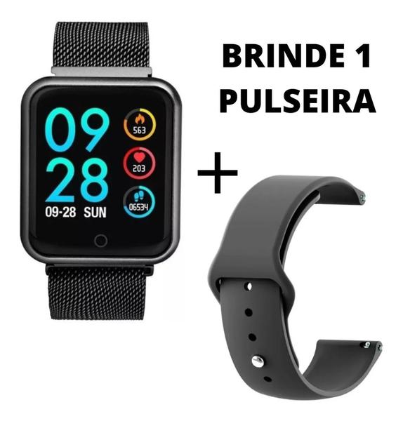 Relógio Smartwatch P80 Foto de Perfil Resistente a Água 2 Pulseiras Notifica Whatsapp Facebook