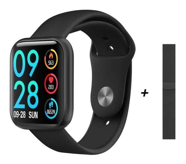 Relógio Smartwatch P80 Mult-Esportes e Lazer Mensagens Whatsapp Face Cor Preto e 2 Pulseiras - Oem - com Link Trading