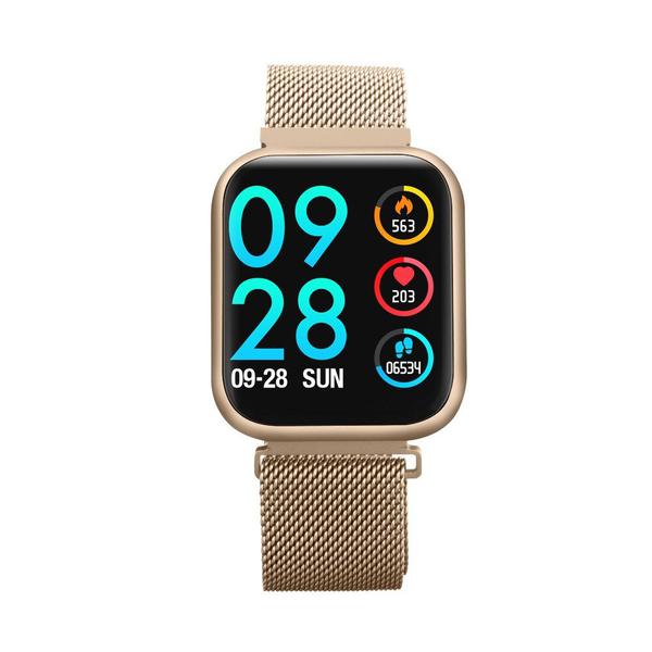 Relógio Smartwatch P80 Touch Screen Original com 02 Pulseiras a Prova Dágua Cor Dourado Rose - Sport Bracelet