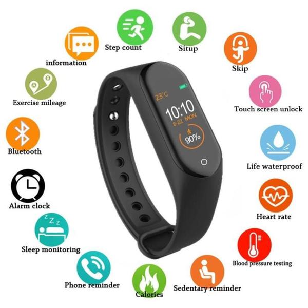 Relógio Smartwatch RTS4 Pulseira Inteligente Smartband Medidor Cardíaco Esportes