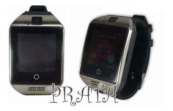 Relógio Smartwatch Q18 Prata Celular Inteligente Touch Bluetooth Chip Ligações - Alfabeleza