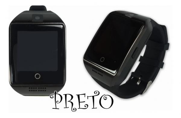 Relógio Smartwatch Q18 Preto Celular Inteligente Touch Bluetooth Chip Ligações - Alfabeleza