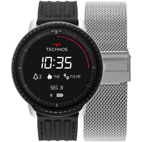 Relógio Smartwatch Technos Connect ID Prata / Preto Unissex L5AB/4P