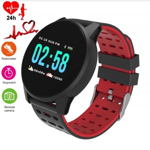 Relógio Smartwatch W1 Monitor Cardíaco Pressão Arterial Sono Passos Android Ios Vermelho