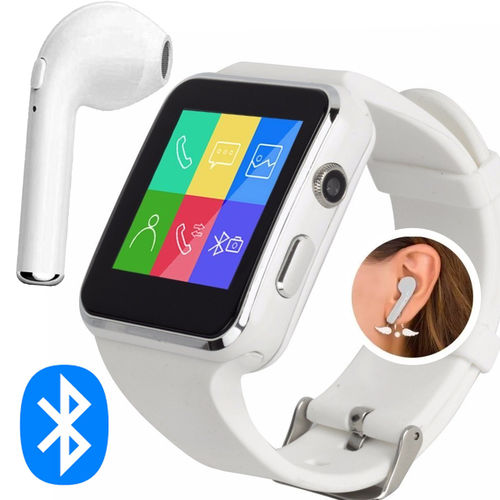 Relógio Smartwatch X6 Celular Inteligente Chip Pedômetro + Fone De Ouvido Bluetooth I7