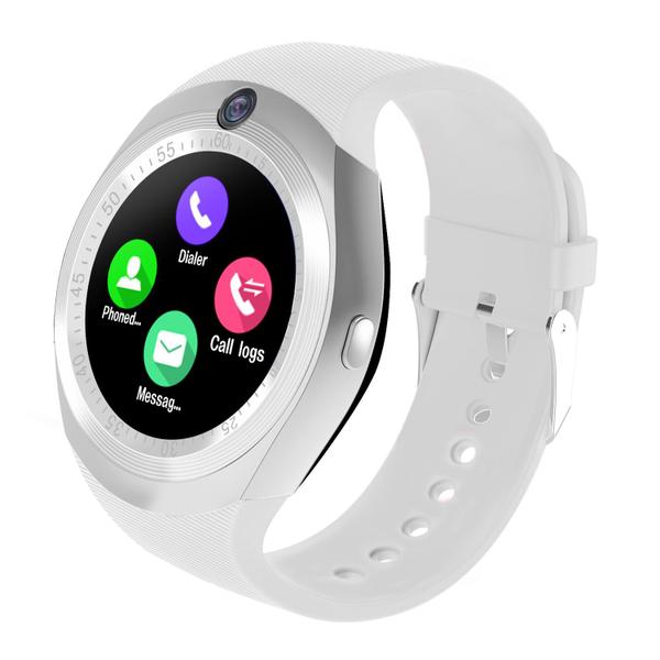 Relogio SmartWatch Y1 Bluetooth Camera Celular Chip Cartao Musica Android e Ios - Branco - Smart Bracelet